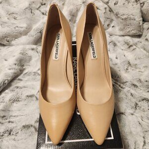 Karl Lagerfeld Paris "Royale" Nude Leather Pumps – Size 8.5M (EU 39)